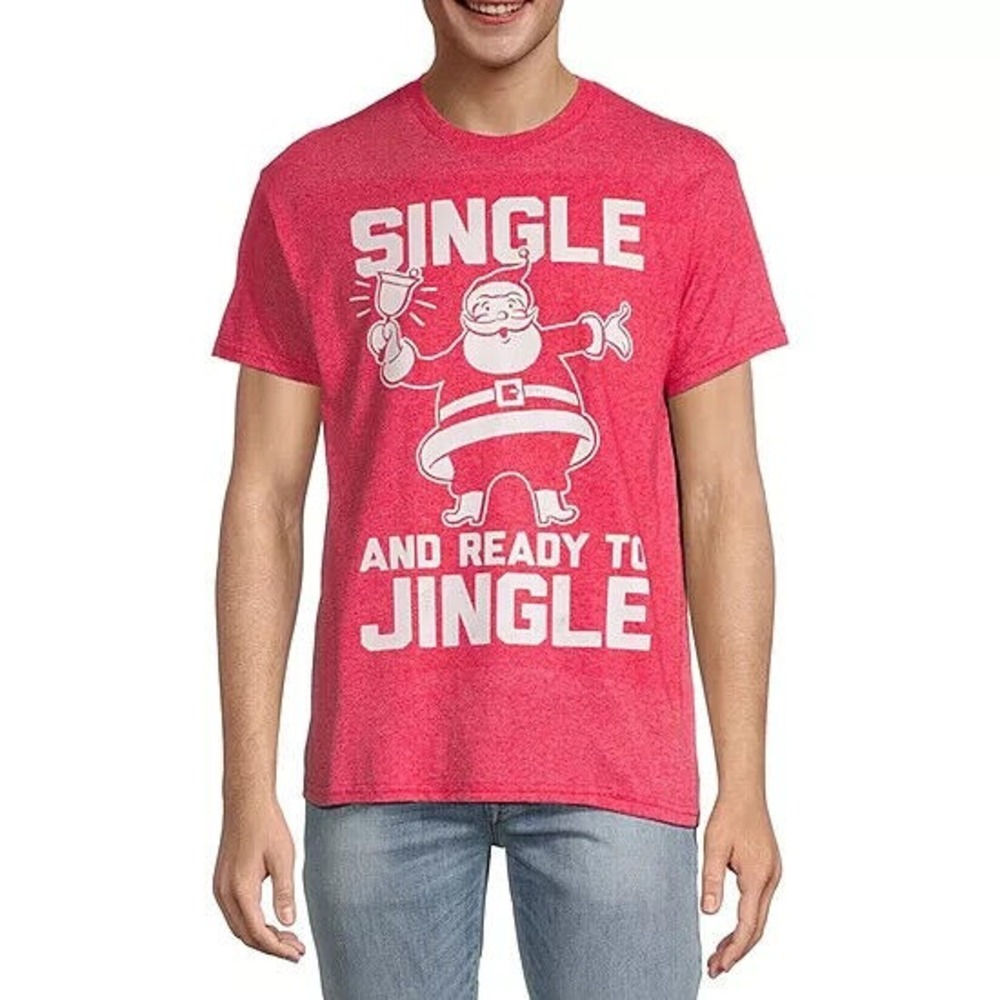 MAD ENGINE SINGLE READY TO JINGLE CHRISTMAS T SHIRT Men's Size Large‎ Red